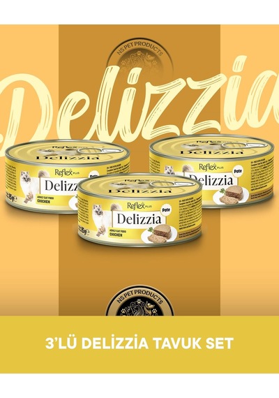 Reflex Plus Delizzia Yetişkin Tavuklu Pate Kedi Maması 3x85 Gram