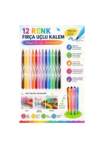 Keçeli Kalem 12 Renk 1 Paket Maped 12 Li Keçeli Kalem Canlı Renkler Standlı İnnovation Jungle Color Peps Yıkanabilir