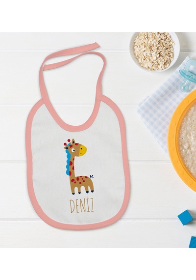 BK Kids Kişiye Özel Pembe Bebek Mama Önlüğü - Model 149 Pembe
