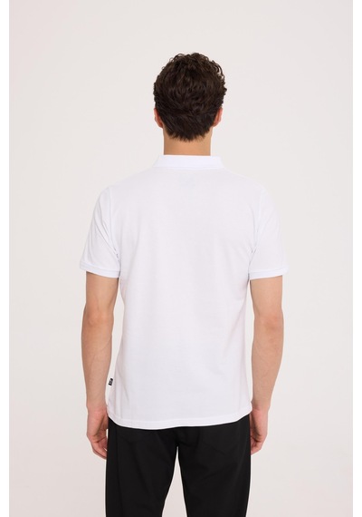 Summer Polo Kırık Beyaz Basıc Polo Yaka Tişört Kırık Beyaz
