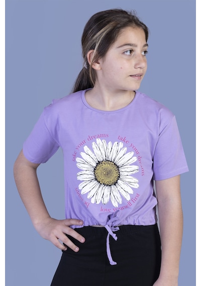Toontoy Kids Toontoy Kız Çocuk Papatya Desenli Tişört Lila