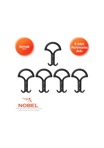 Eta Portmanto Askısı, Metal Vestiyer Askısı, Matsiyah, Duvar Ve Dolap Askılığı 5'li Set Vidalı Matsi Yah