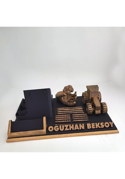 Kişiye Özel Çiftçi Masa İsimliği Ve Kartvizitlik Gold - Siyah