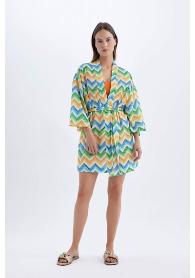 DeFacto Desenli Pamuklu Kimono-Fall in Love D0453AX24SMOG313 Turuncu