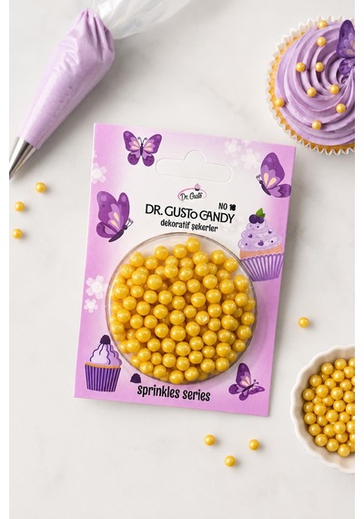 Dr. Gusto 4 Mm Sarı Boncuk Pasta Süsleme Şekeri