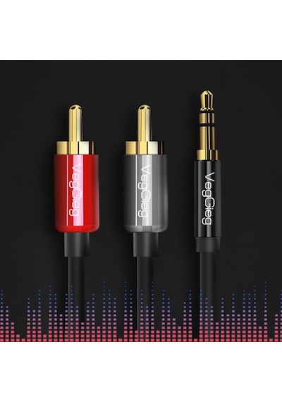 Veggieg 3.5mm Aux To 2 Rca Ses Kablosu 1.5 Metre