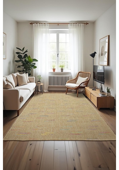 Sisal Vibe Hasır Dokuma Halı Makinede Yıkanabilir Kaymaz Tabanlı Kolay Temizlenen Halı Ssv01 Bej