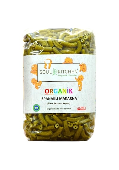 Organik Ispanaklı Makarna 330 Gr İlave Tuzsuz Vegan