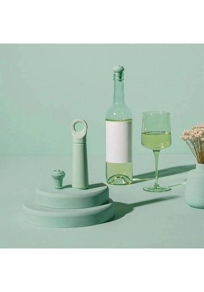 Vacu Vin 7816606 Şarap Vakum Seti 1 Pompa 1 Şarap Tıpası Yeşil