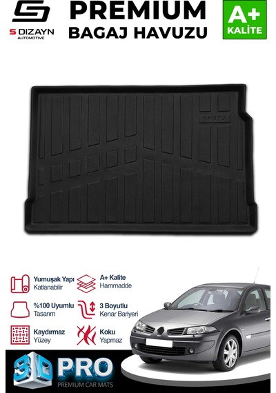S-dizayn Renault Megane 2 Hb 3d Pro Bagaj Havuzu 2002-2009 A+ Kalite