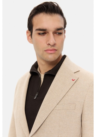 D's Damat Ds Damat Slim Fit Bej Diyogonal Kumaş Ceket 5hc04ır06494m Bej