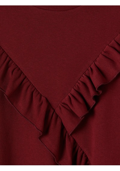 LC Waikiki Lc Waıkıkı Bordo Bisiklet Yaka Fırfırlı Kadın Sweatshirt Tunik