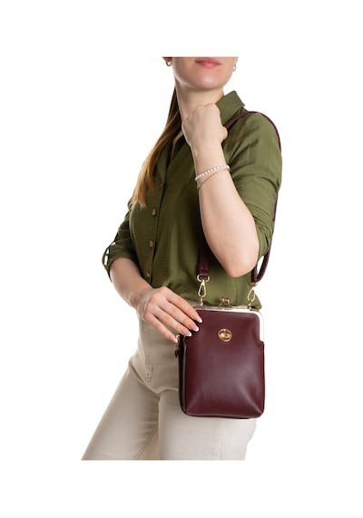 Newish Polo Kadın Vintage Tasarım Soft Suni Deriburslu Çok Gözlü Çapraz Omuz Çantası Günlük,seyahat,okul Bordo