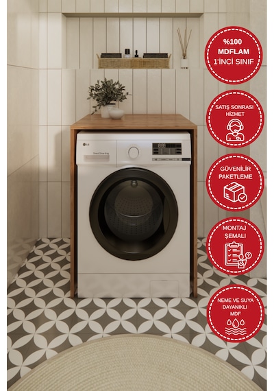 Odaco Premium Çkmd-01 %100 Mdf Çamaşır Ve Kurutma Makinası Banyo Dolabı Safir Meşe