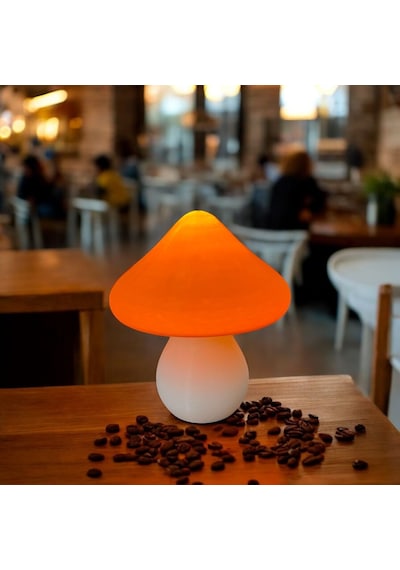 Led Mantar Gece Lambası Pilli, Renkli Ve Dekoratif Işık Turuncu