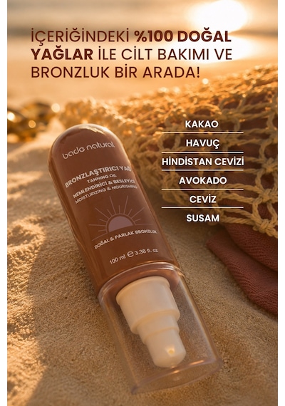 Bade Natural %100 Doğal Bronzlaştırıcı ve Nemlendirici Güneş Yağı 100 ML