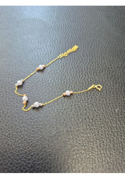 925 Ayar Papatya Silver 3 Renk İncili Dorica Bileklik Rose,gold,rodaj