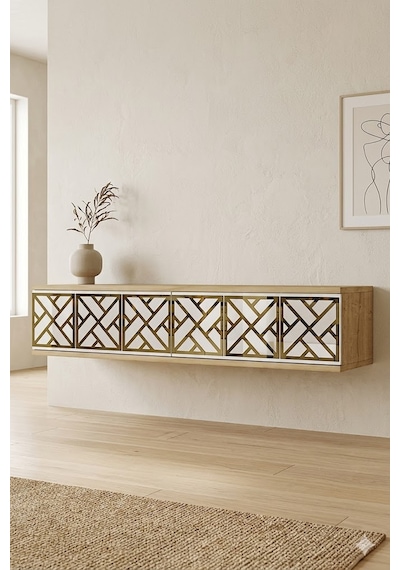 Tda1238dbg Arex Duvara Montaj Tv Sehpası Safirmeşe-beyaz-gold 120cm