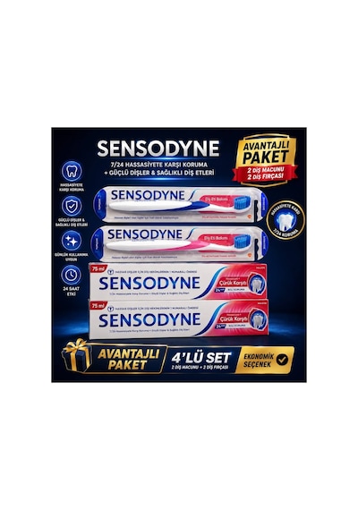 2 Adet Hassasiyet + Çürük Karşıtı Diş Macunu 75 Ml 2 Adet Diş Eti Bakımı Diş Fırçası