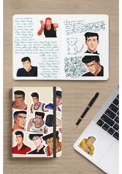 Slam Dunk Anime Telefon Laptop Bullet Journal Yapışkanlı Folyo Sticker Paketi 23 Adet Çok Renkli