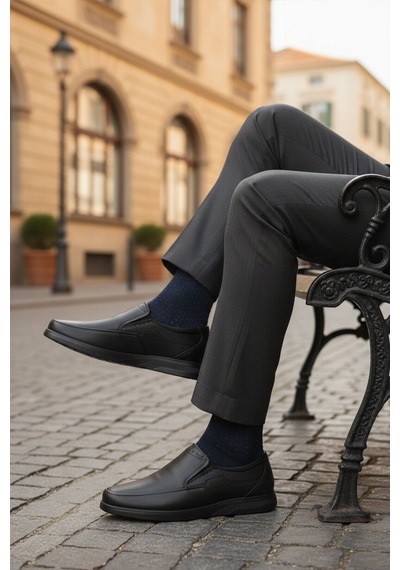 Ayakmod Siyah Hakiki Deri Jel Taban Anatomik Erkek Casual Ayakkabı 409 M Siyah