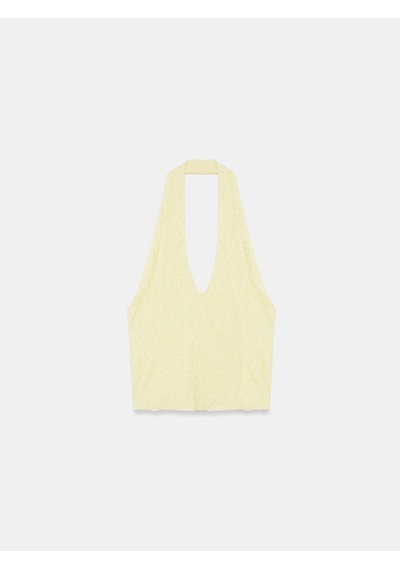 Dilvin 32690 Halter Yaka Dantel Detaylı Top-açık Sarı