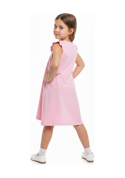 Toontoy Kids Toontoy Kız Çocuk Regular Fit Bebe Yaka Düğmeli Kısa Kollu Elbise 25049 Pembe