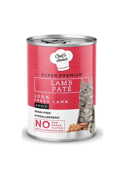 Chef's Choice Pate Lamb Kuzu Etli Tahılsız Yetişkin Kedi Konservesi 6 x 400 G