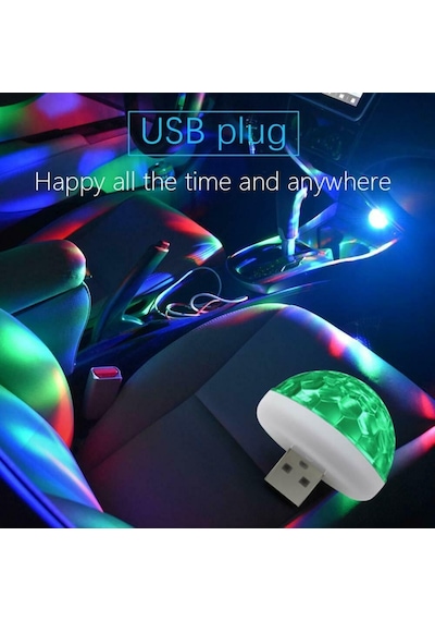 Araç İçi Mini Disko Topu Sese Duyarlı Usb Girişli