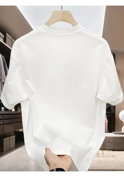 Genel Markalar 20/1 Penye Compack Özgür Kuşlar Baskılı Oversize Bisiklet Yaka T-shirt - Beyaz - Renkli