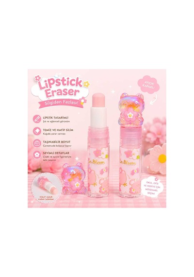 Panda Store Ayıcık Kapaklı Ruj Tasarımlı Silgi