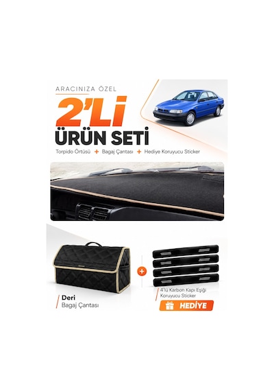 E-biz Toyota Carina E T190 Aırbaglı 1992-1997 Uyumlu Torpido + Deri Çanta - Siyah-bej - To010