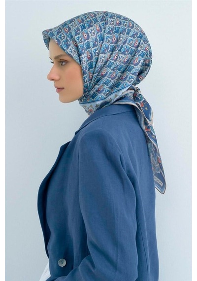 Armine İpek Eşarp 2026 Yaz - 9518-31 Mavi Twill