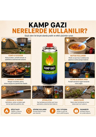 2 Adet Kamp Gazı Gaz Tüpü Portatif Ocak Kartuşu Tek Kullanımlık Pürmüz 400 Ml 227 Gr Genel