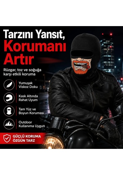 Unisex Sakallı Puro Baskılı Balaklava 1 Adet Tek Beden Viskoz Kask İçi Outdoor Maske 1 Siyah