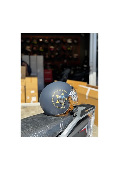 Nero Retro Motosiklet Kask - Ece Sertifikalı Gri