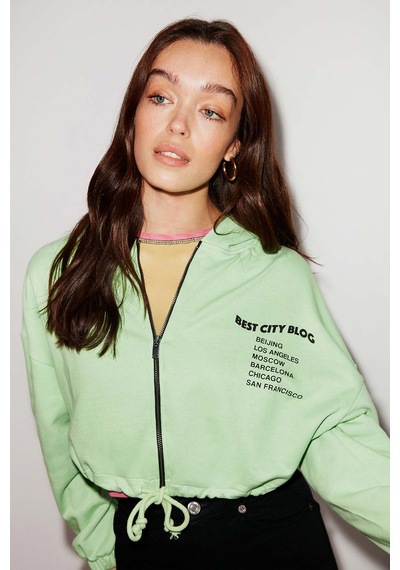 Ethıquet Sılk Crop Yeşil Sweatshirt