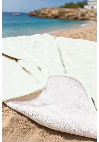 Puantiyeli Mint Yeşili Plaj Havlusu - Minimalist Çizgili Modern Hızlı Kuruyan Mikrofiber Havlu Örtü Çiy Ada