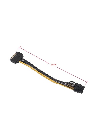 20 cm. SATA Power Erkek To 6+2 Çevirici 8 Pin Dönüştürücü Kablo