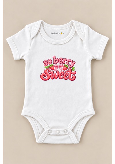 Babylimon So Berry Sweet Beyaz Kısa Kollu Çıtçıtlı Bebek Zıbını Beyaz - 930083970 Beyaz