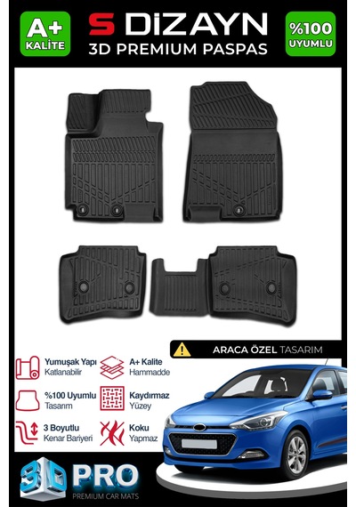 Hyundai İ20 3d Pro Havuzlu Paspas 2014-2018 A+ Kalite