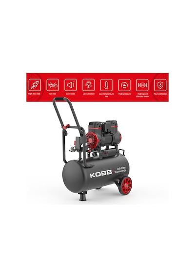 Kobb Kbk25s 1.7hp 25lt 8bar Yağsız Sessiz Taşınabilir Hava Kompresörü