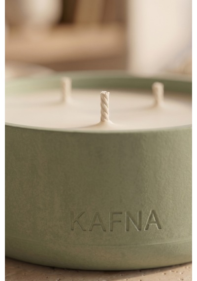 Kafna Matcha Kokulu Büyük Boy Dekoratif Beton Mum - %100 Soya Wax Yeşil Mint Yeşili
