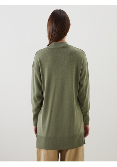 Lcw Modest Yeşil Dik Yaka Kadın Triko Tunik