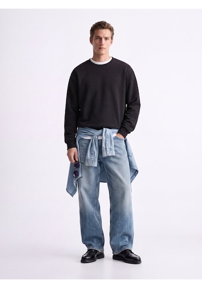 LTB Regular Fit Basic Bisiklet Yaka Antrasit Sweatshırt