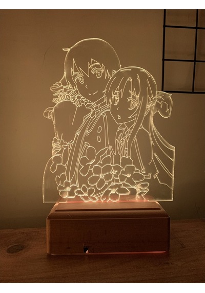 Sword Art Online Kirito And Asuna 16 Renk Gece Lambası