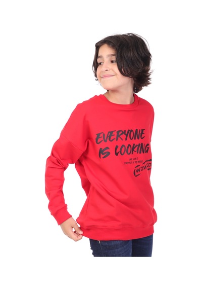 Toontoy Kids Toontoy Erkek Çocuk Baskılı Sweatshirt Kırmızı