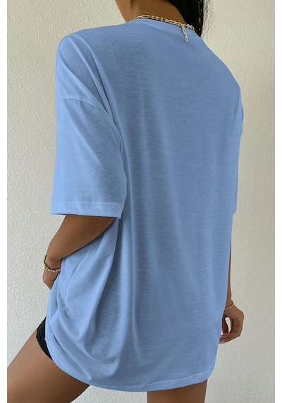 Uyguntarz Unisex Over Thinking Baskılı Tasarım Tshirt Bebe Mavisi