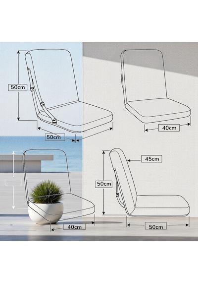 Smarto Relax Marine Tekne Şezlong Minderi Suya Dayanıklı Gri