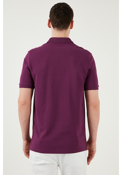 Buratti Pamuklu Regular Fit Yarım Fermuarlı Erkek Polo Yaka T Shirt 5903008 Mürdüm